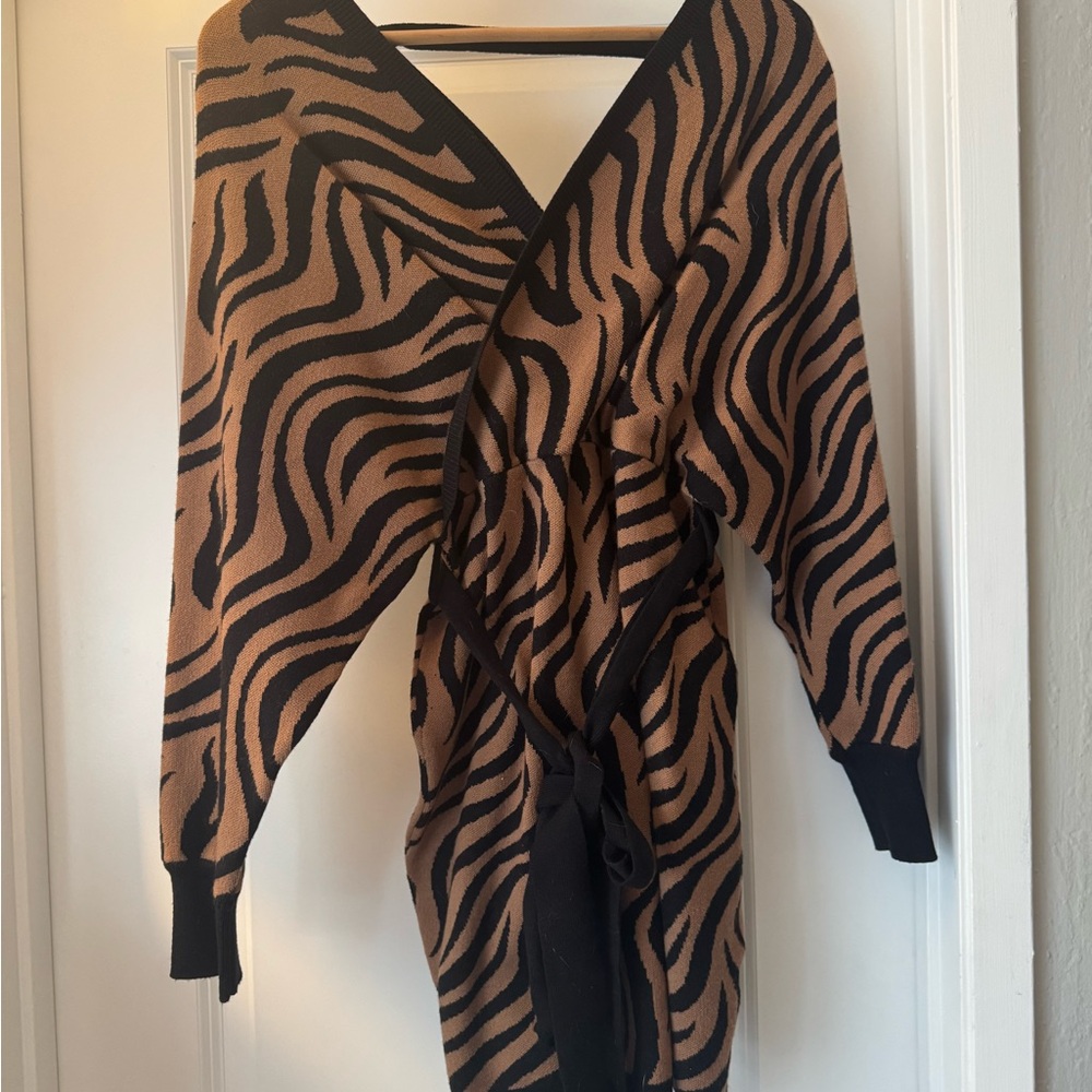 Chic Zebra Print Wrap Dress